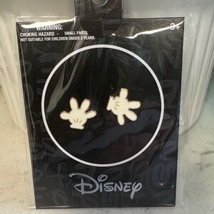 Disney White Mickey Glove Stud Earrings